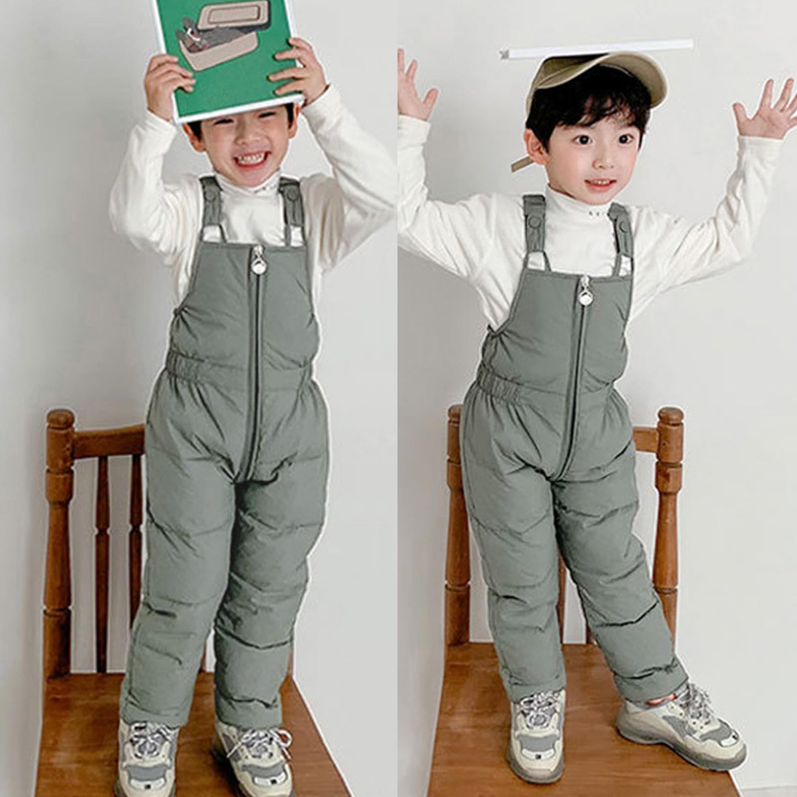 Generisch Mono de invierno para niños, con tirantes, forro polar, cálido, elástico, diario, ocio, exterior, aventura, peto, pantalón, frío, nieve, chaqueta de invierno