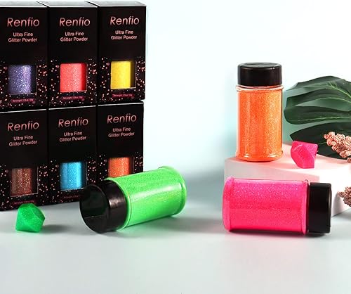 Miniatura 76 de Renfio Polvo ultra fino de purpurina rojo vino oscuro, 2.11 onzas (2.12 oz), copos de PET, manualidades, lentejuelas, decoración de slime, seguro