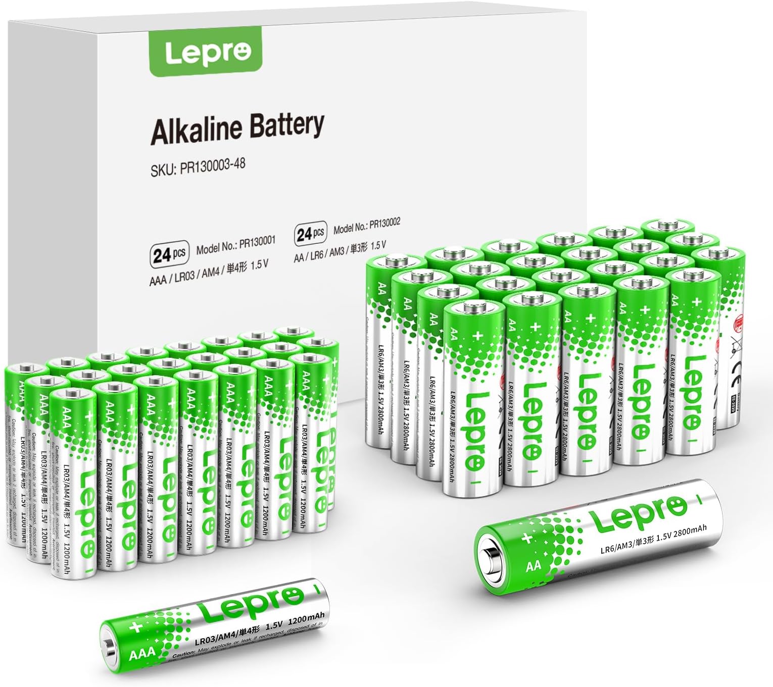 48 Pack AAA & AA Alkaline Batteries