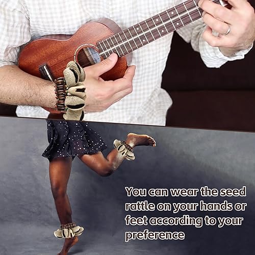 Vista 20 de Pulsera tobillera con sonajero de semillas de Cacho, 2 unidades, pulsera africana de concha de nuez, accesorios de percusión natural, instrumento