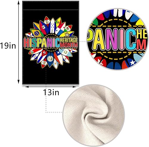 Miniatura 3 de Nepnuser Bandera de jardín del Mes Nacional de la Herencia Hispana con girasoles y países latinos, decoración de doble cara para césped