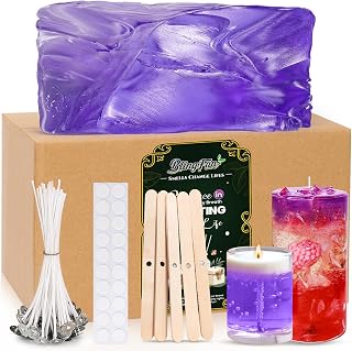 Clear Wax for Candle Making-DIY Aromatherapy Candle Making Gel raw Materials, can add Dried Flowers/Fragrance, smokeless Safe Candle Materials, Birthday Christmas Gift Decoration (Purple)