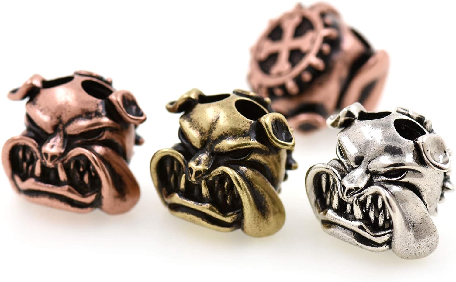 Large Bulldog Spacer Charms,Antique Animal Head Beads,DIY Paracord 550 Bracelet Accessories 28x24mm(6Pcs,MixColor)