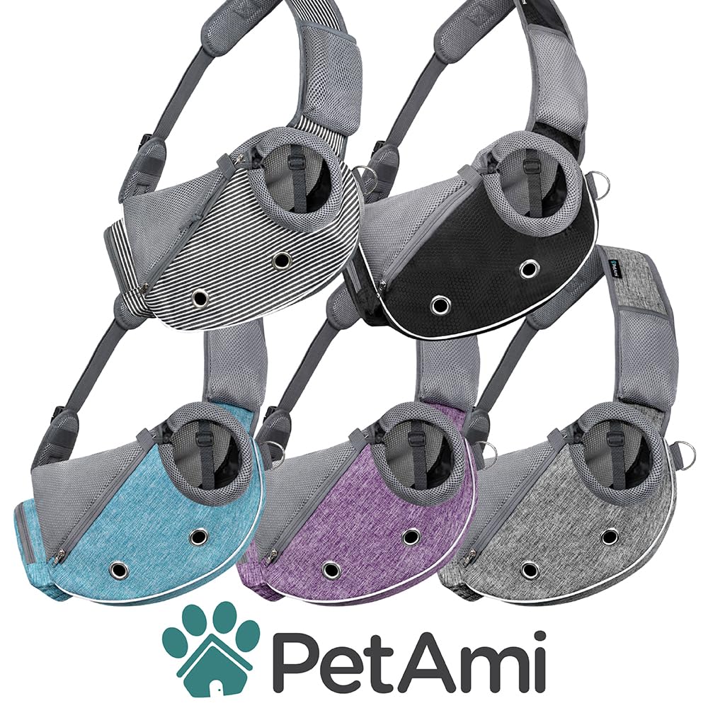 PetAmi Transportador para perros pequeños, bolso bandolera para cachorros, bolsas para perros para viajar, bolsa de transporte para llevar gatos medianos, bandolera ajustable para mascotas,