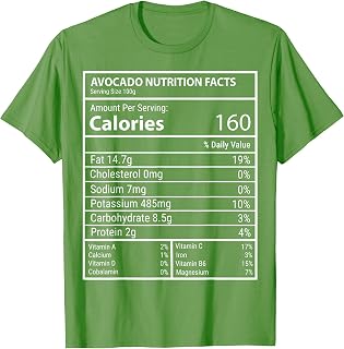 Avocado Nutrition Facts Minimal Funny Fruit Label Design T-Shirt