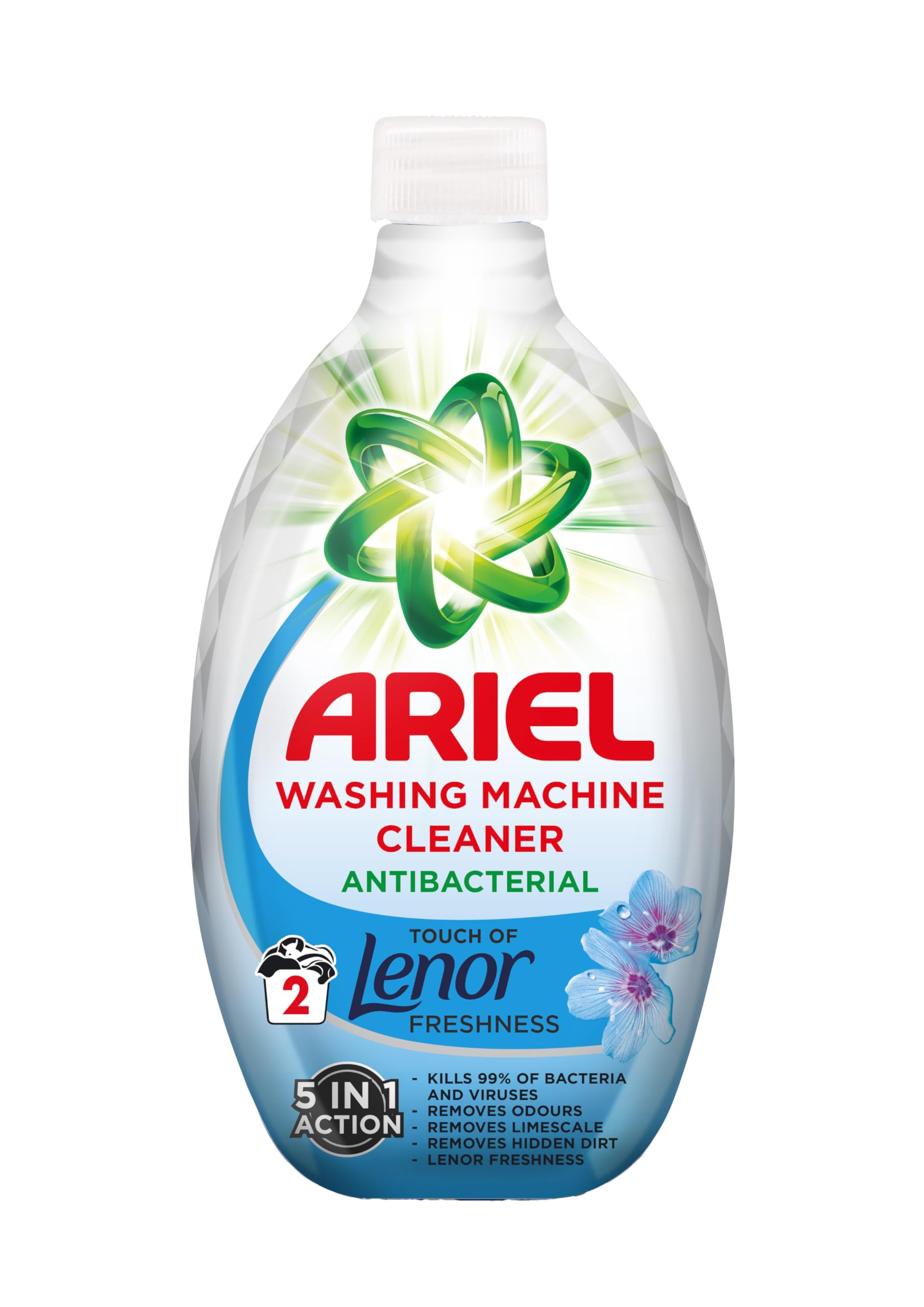 Ariel Washing Machine Cleaner with a Touch of Lenor Freshness - Spring Awakening - Antibacterial - Kills 99.9% Bacteria & Viruses Removes Odours Limescale & Hidden Dirt - 250ml