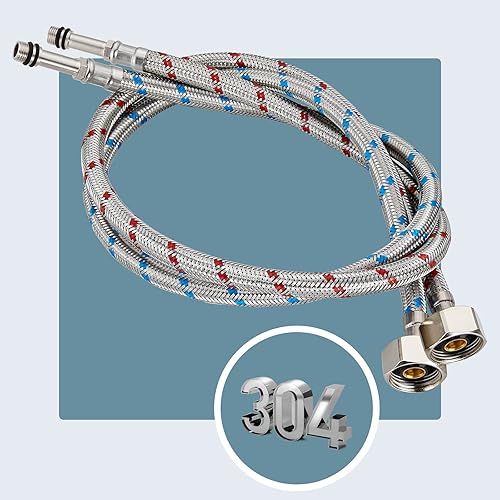 Miniatura 3 de Aolemi Mangueras de suministro de grifo de 32 pulgadas trenzadas de acero inoxidable largo conector de líneas de suministro de grifo hembra de 12
