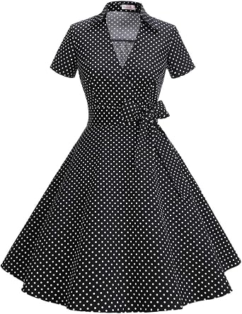 1950s Dresses for Women Vintage Short Sleeves Swing Rockabilly Dress A line Cocktail Party Dresses