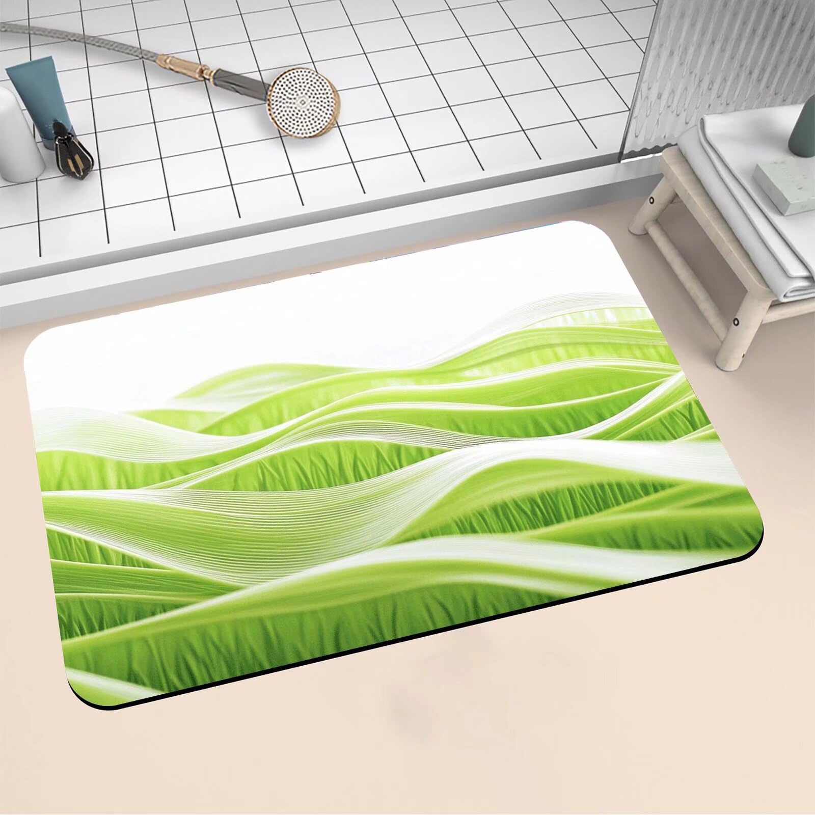 Tapis salle de bain absorbant à séchage rapide avec support de sécurité antidérapant lavable