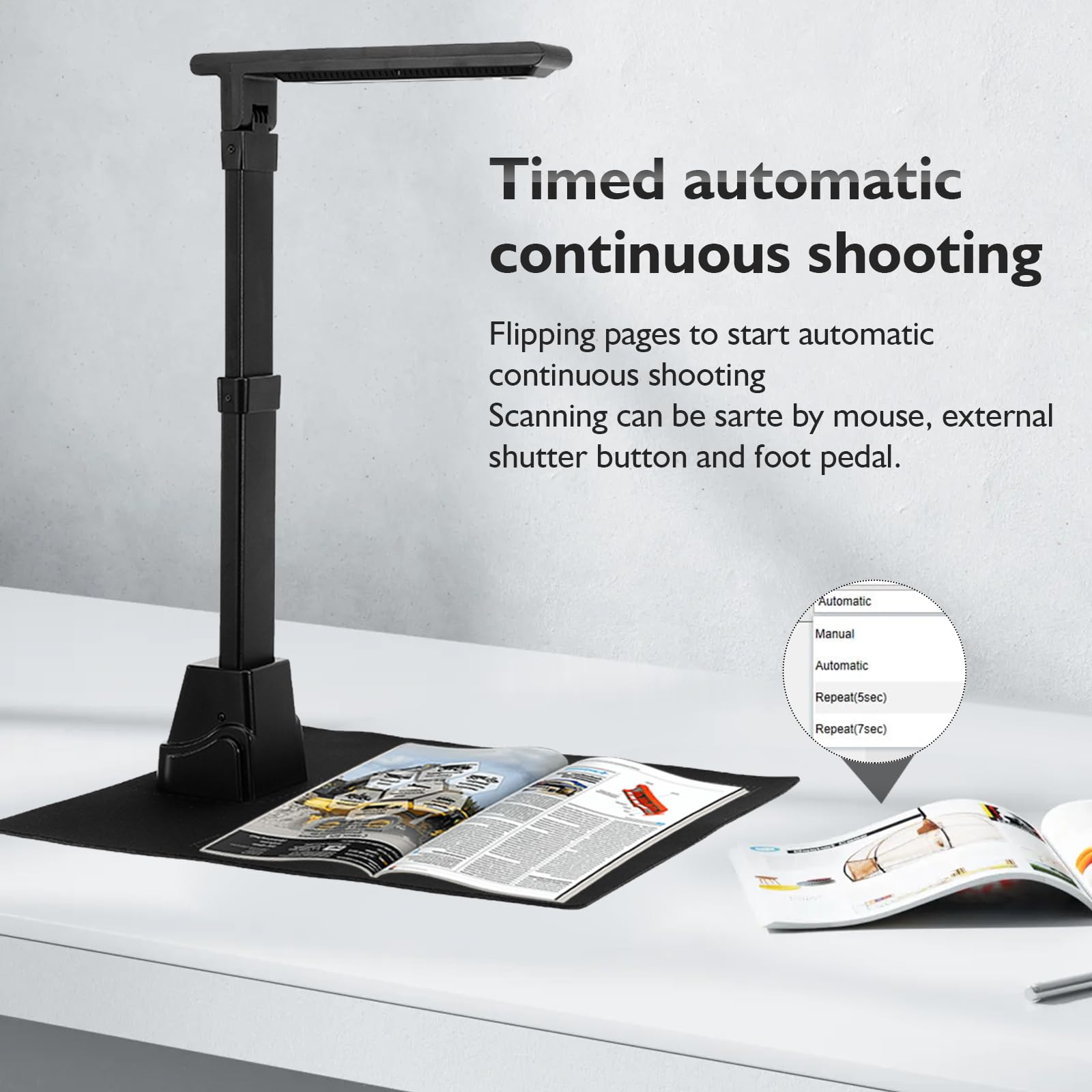 Smart Document Scanner Overhead Document Scanner 11MP Smart Document Scanner - Foldable A3/A4 ...