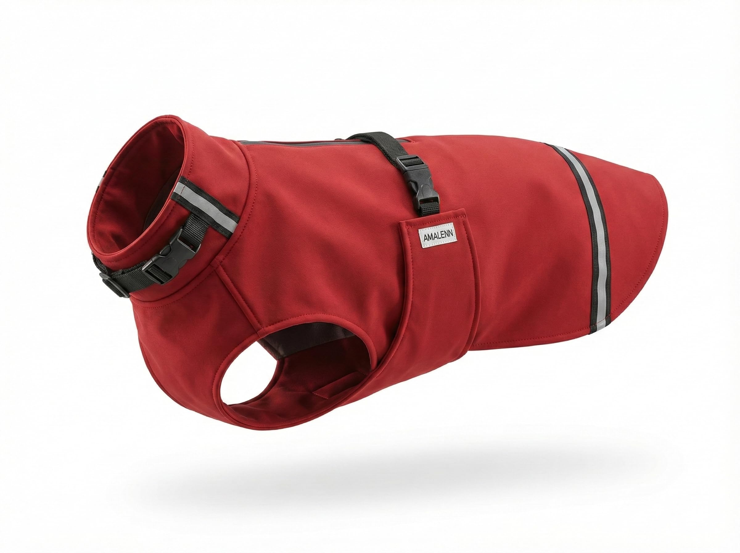 Hundemantel Softshell „Style“ Wasserdicht & Winddicht – Hundejacke mit Fleece Innenseite – Wetterfeste Hundeweste mit Reflektoren & Geschirr-Öffnung – Verstellbar - waschbar (M)