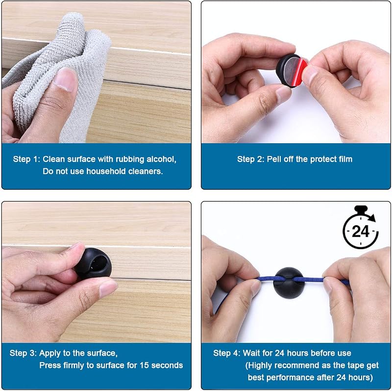 URAQT 15 darabos kábel rendszerező szett asztalhoz, kábel tartó klipek, USB és áram kábel szervezőhöz