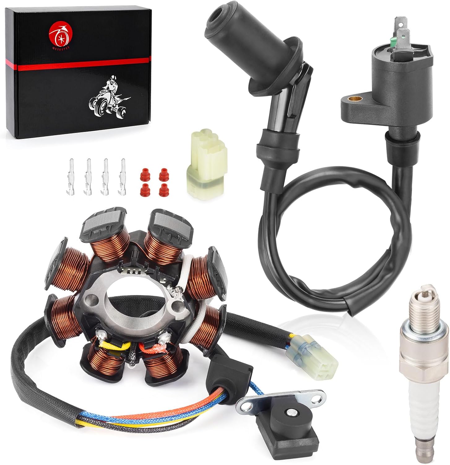 0454949 Ignition Coil Stator Spark Plug Compatible with Polaris Outlaw 90 2007-2014 Outlaw 50 2009-2015 Sportsman 90 2007-2014 0453559