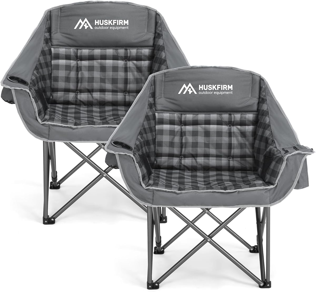 2 Pack Camping Chairs Oversized Padded Camping Chair Heavy-Duty Foldable