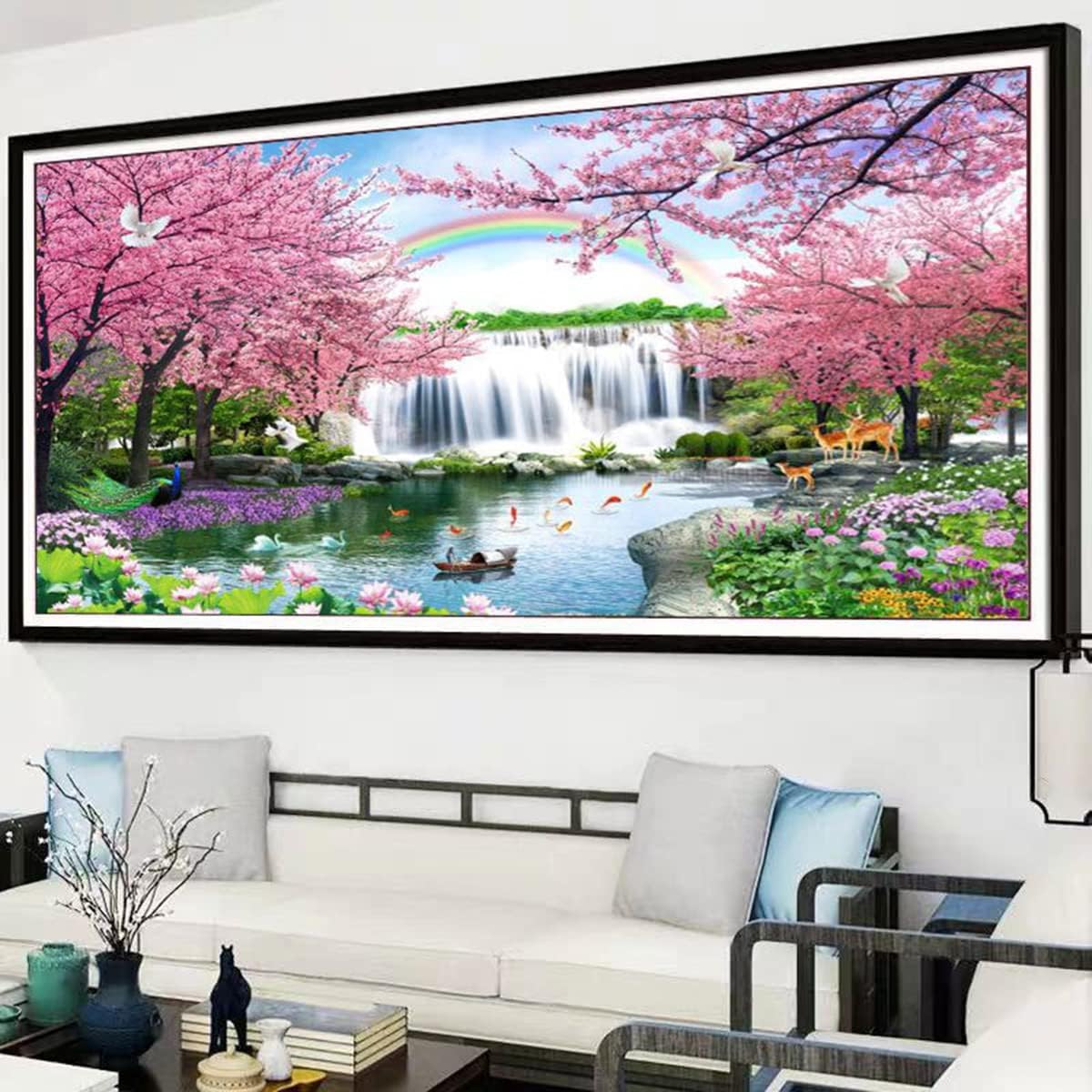 Instarry 5D DIY Diamond Painting Kits Large Size Full Drill Natural Scenery Waterfall Crystal Cross Stitch Wall Decorations for Living Room 39.4x15.7 inch