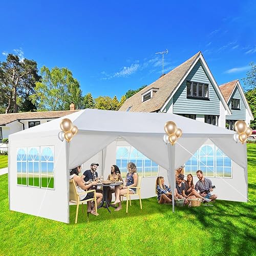 Miniatura 12 de Tienda de campaña de fiesta de 10 x 30 pies, carpas para fiestas, toldo de patio de boda al aire libre con 5 paredes laterales extraíbles, tienda de