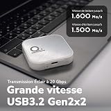 DATO Magnetic External SSD 1TB, External Solid State Drive Portable SSD USB 3.2 Gen 2x2, up to 1600/1500 MB/s, Type-C 4K ProRes HDR Record, Compatible with iPhone 15&16 Pro Max - ARES Q3 Series - 3