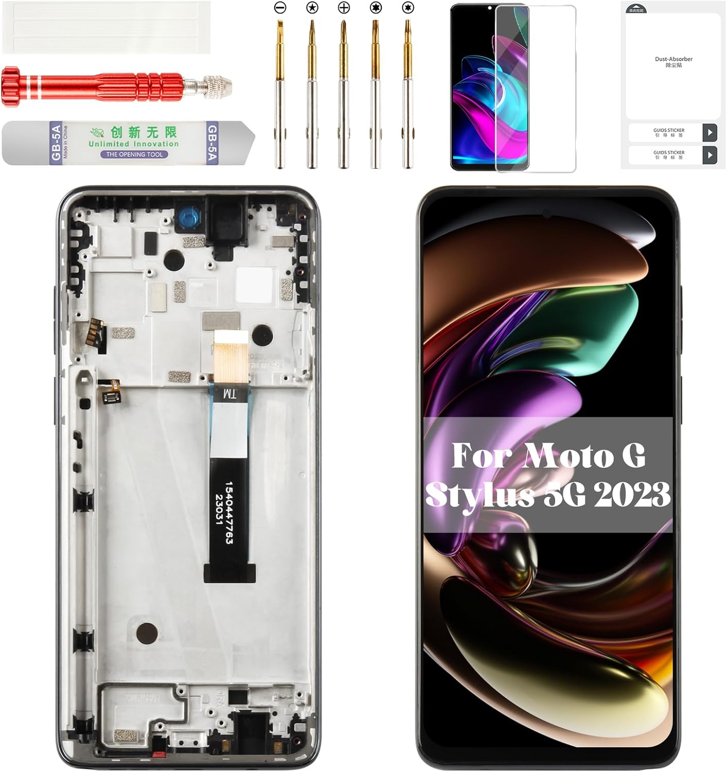 for Moto G Stylus 5G 2023 Screen Display for Moto G Stylus 5G 2023 LCD Screen Replacement Digitizer for Motorola XT2315-4 Screen Assembly Touch with Frame XT2315-1 Black (Only for 5g Version)