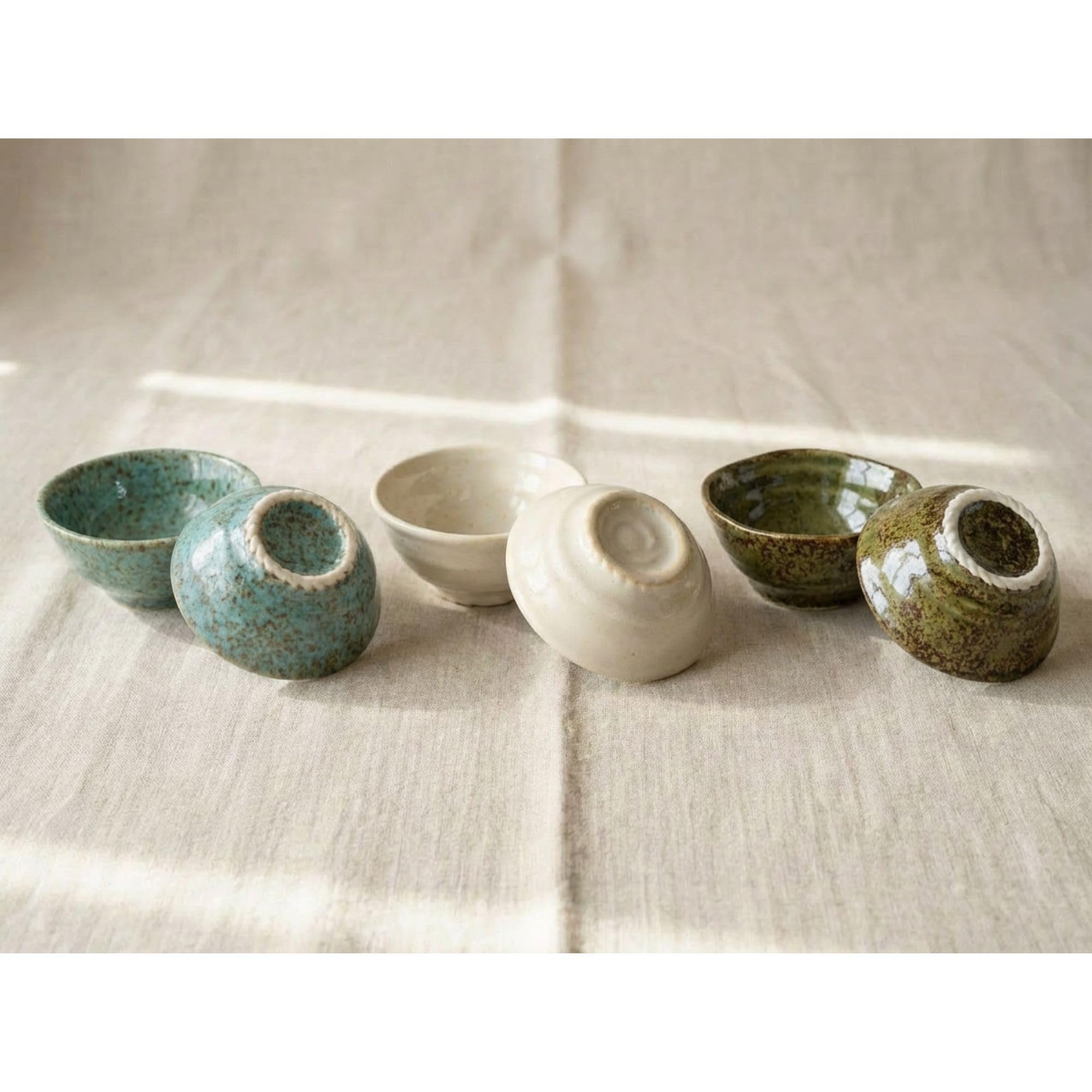 Mino Ware Lot de 4 tasses à saké Jomon Choko, Oribe, Karatsu, Shino, Kuro, verre japonais en céramique, 8,9 cm, Ochoko, 1 oz