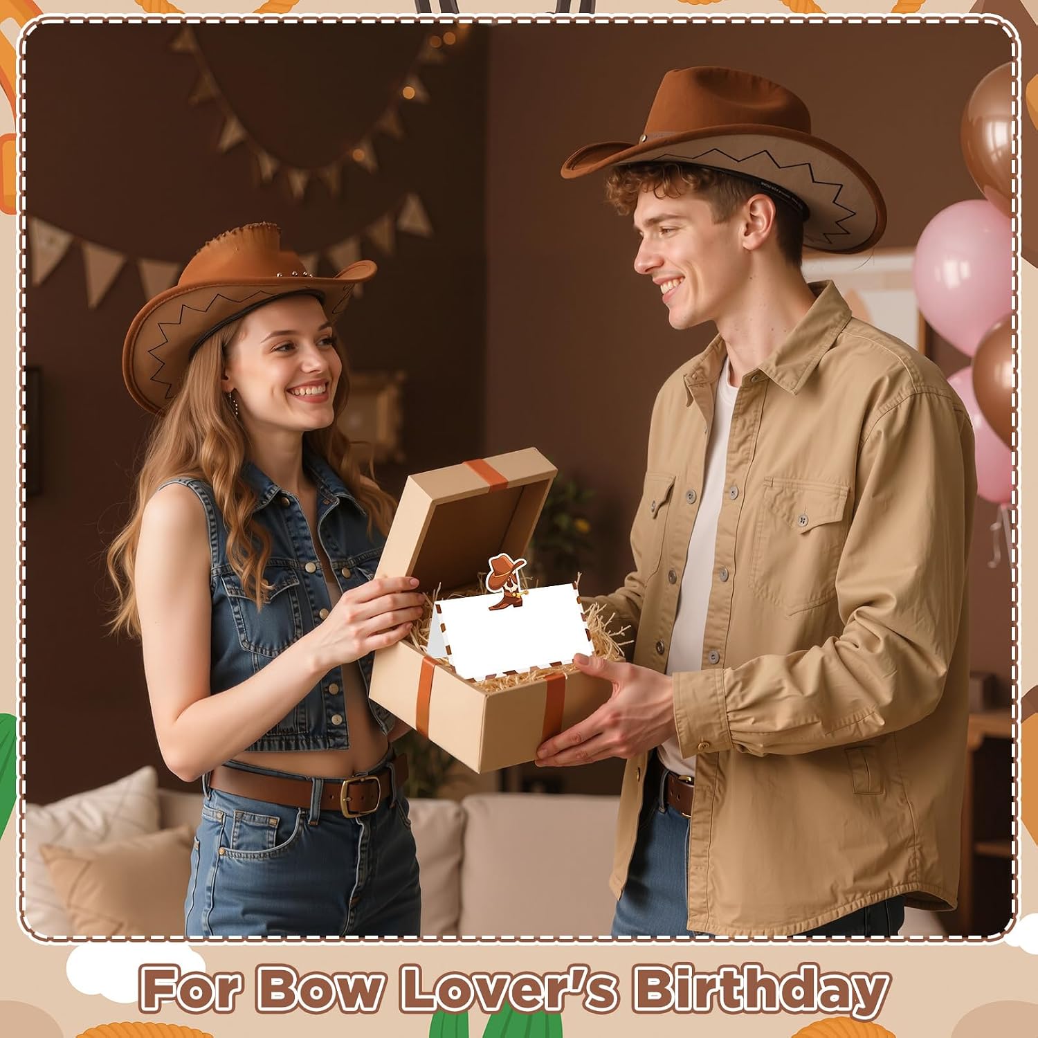 Brown Cowboy Place Card for Table Setting Western Themed Name Card Placecards Cowboy Hat Boots Table Tent Name Card for Boys Men Birthday Party Decoration, Wedding, Dinner Party Favor Supplies Decor
