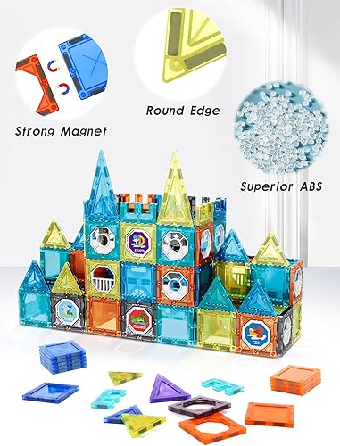 Miniatura 2 de Azulejos magnéticos para niños de 4 a 8 años, juego de bloques de construcción de 88 piezas, juego de construcción de imanes, kit de construcción de