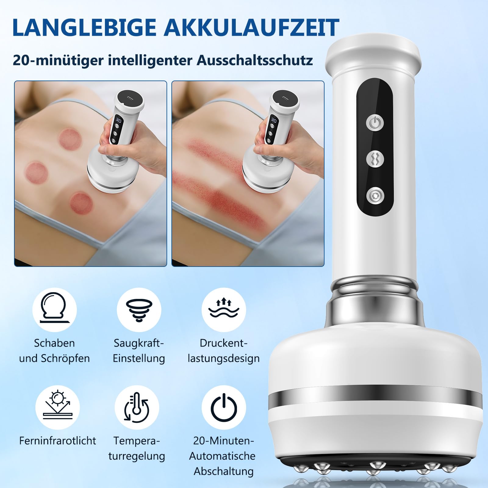 Masajeador anticelulitis, 30 velocidades, dispositivo de ventosas eléctrico, anticelulítico, masaje, relajación muscular, ventosas, adecuado para espalda, cintura, brazos y piernas