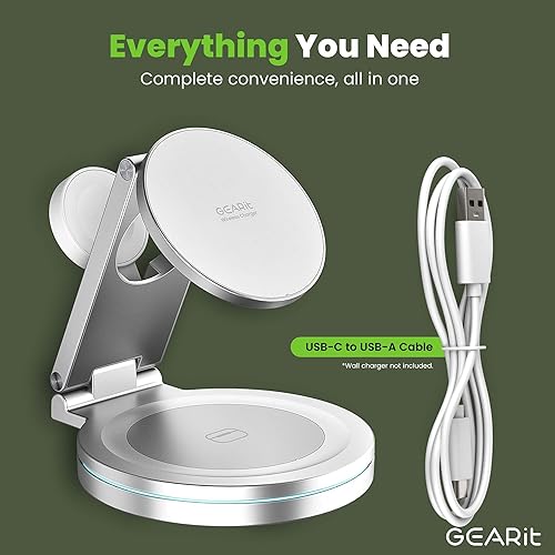Miniatura 9 de GEARit Estación de carga inalámbrica 3 en 1 soporte de cargador compatible con Magsafe para teléfono, reloj, auriculares iPhone 14, 15, 16, 16 Pro,