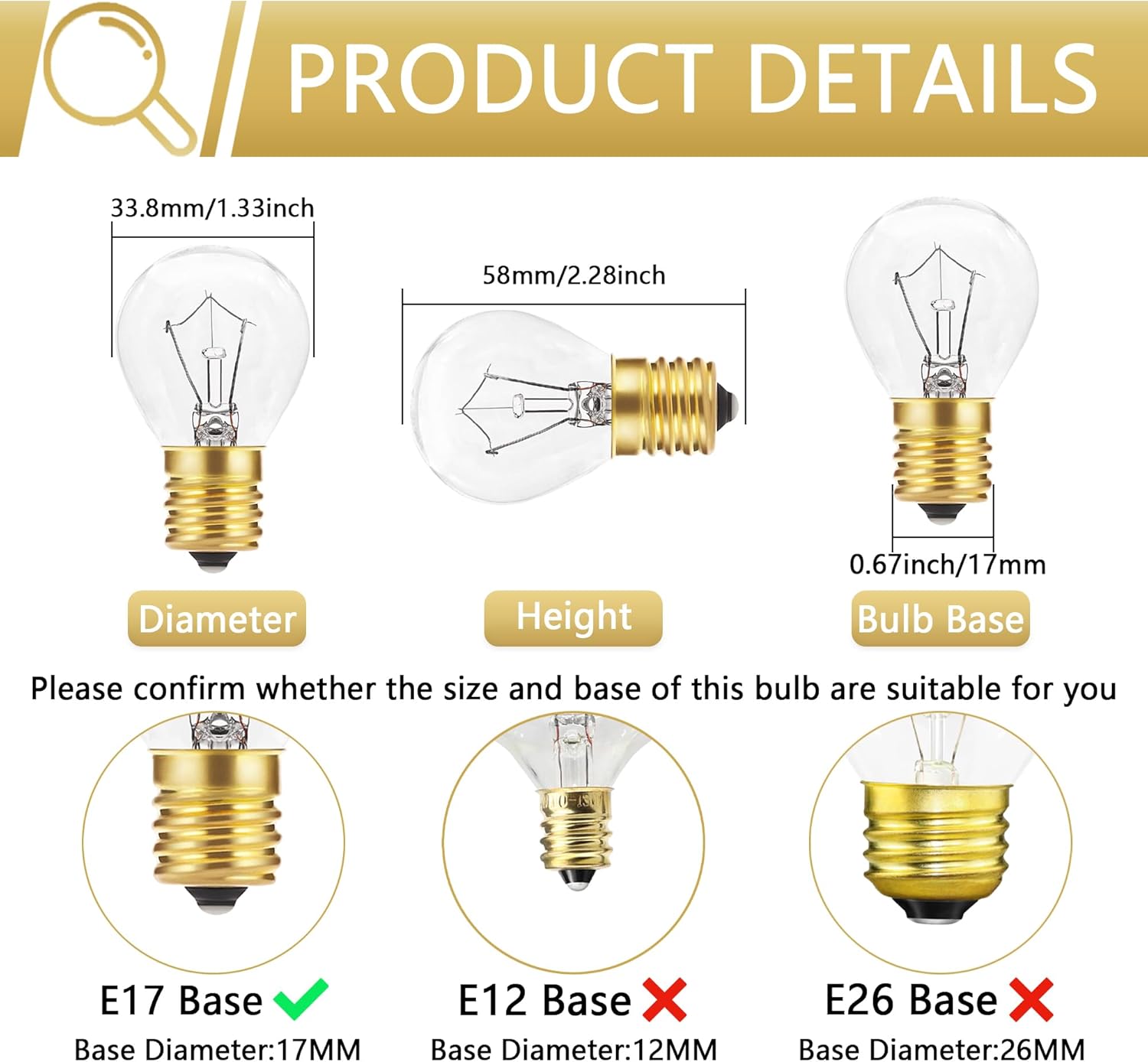 Lava Lamp Bulbs 30 Watt S11 6 Pack E17 Base The Original Replacement Light Bulbs for 14.5-Inch/20-Ounce Lava Lamps and Glitter Lamps,120 Volt Motion Lava Lamp Light Bulb,Dimmable,2700K Warm White