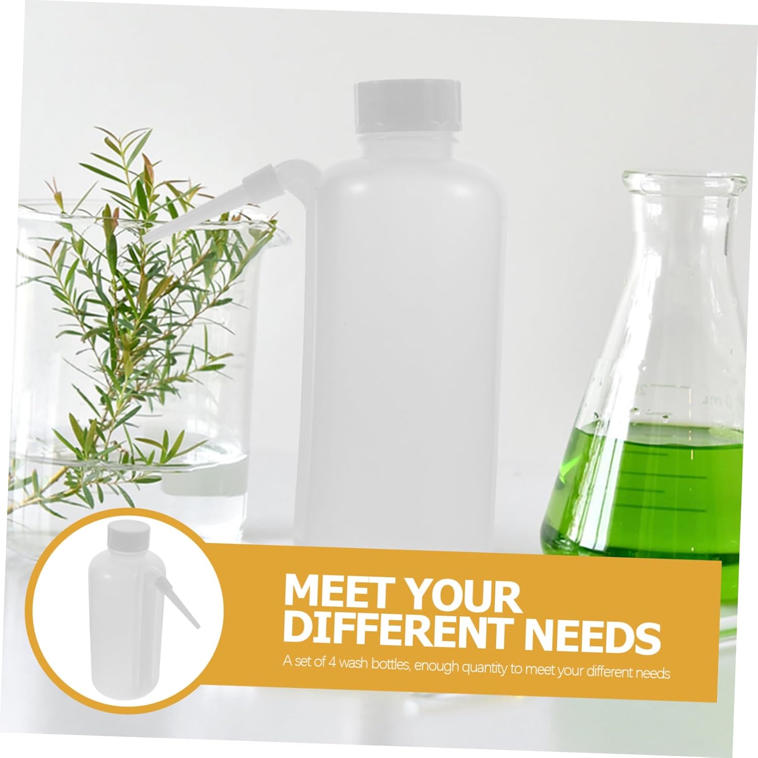 Cabilock 500ml Plastic Wash Bottle Refillable Safety Washer Side Spout for Lab Use for Liquids and Chemicals