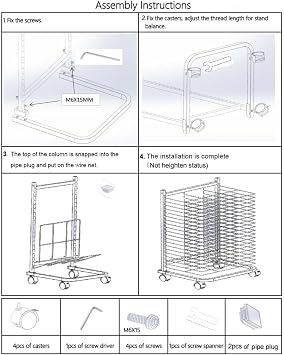 Art Drying Rack with 20 Flexible Shelves, Mobile Paint Drying Rack with Four Wheels, Ideal for Schools, Classrooms and Art Studios, 17.3 X 16.5 X 28.3 inches, White+Black