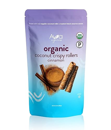Miniatura 4 de Ava Organics - Rodillos crujientes de canela y coco (bolsas de 2.8 onzas) - Patatas fritas de coco horneadas, sin gluten, sin OMG, kosher,