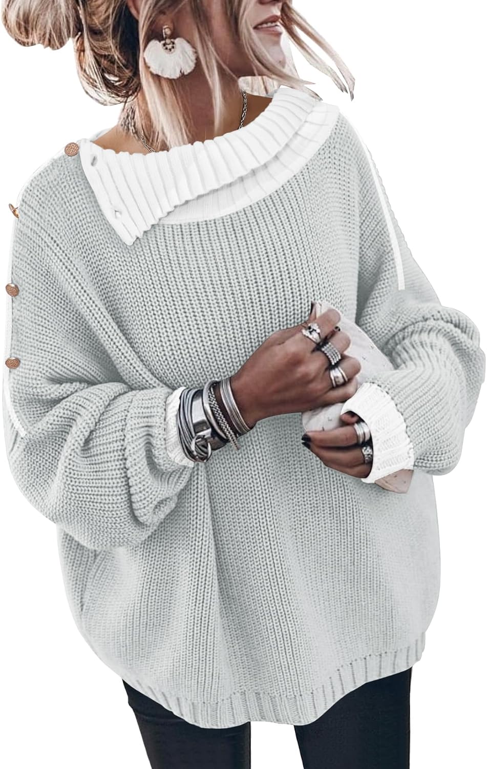 Sweater for Women Winter Turtleneck Long Sleeve Pullover Tops Casual Oversized Knitted Sweaters - Image 2