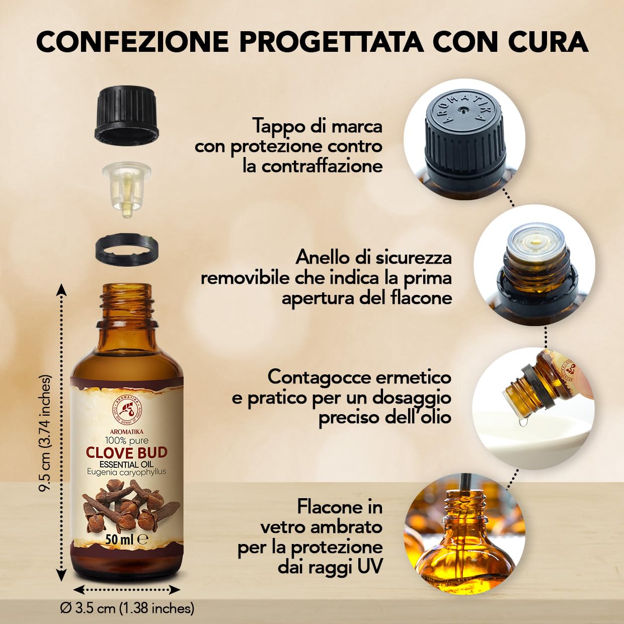 Olio Essenziale di Chiodi di Garofano 50 ml - Eugenia Caryophyllus - Naturale e Puro - Olio essenziali per Diffusori - Aroma per la Casa - Saponi e Candele - Profumo di lunga durata - Aromaterapia