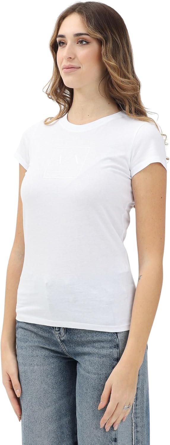 Armani Exchange Womens Limited Edition Blue Edition Crewneck Slim Fit Box Logo Tee