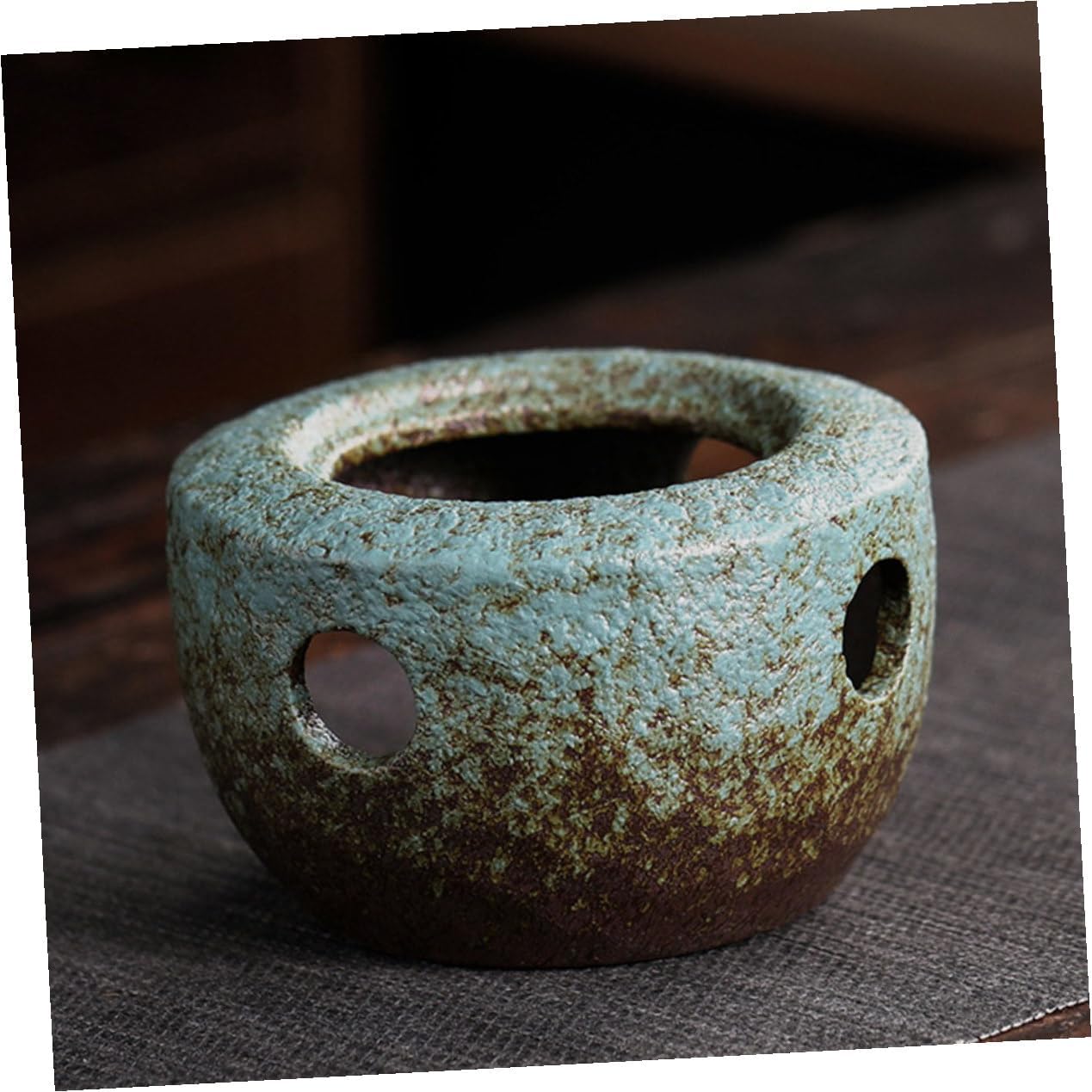 Retro Ceramic Teapot Warmer Heat Preservation Base Vintage Style Household Tea Heater Handmade Craftsmanship for Desktop Decoration and Long-Term Use