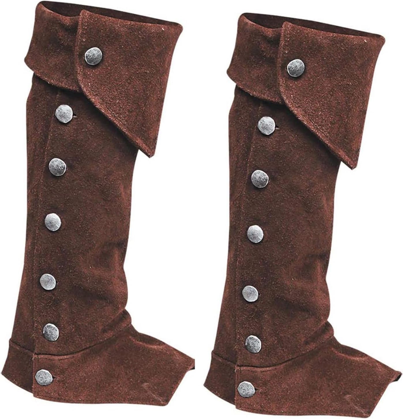 MIMIKRY Herren Stiefelstulpen in Wildleder-Optik Gamaschen Beinstulpen Stulpen Beinlinge Ritter Pirat Steampunk Mittelalter