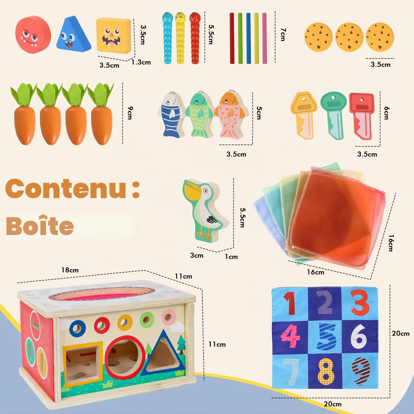 LZDMY Jouet Montessori Bebe 6-12 Mois, 9 en 1 Jouet en Bois Boîte à Mouchoirs Bébé, Jeux Montessori Enfant 1 2 3 Ans, Jeux Éducatif Eveil Motricité Bébé Idéal Cadeau pour Garçon Fille