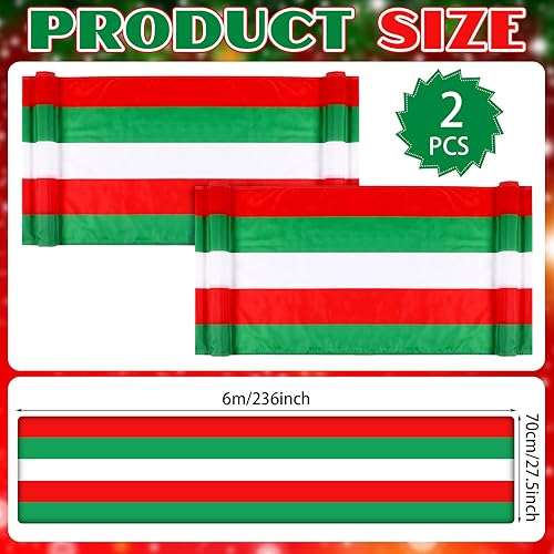 Miniatura 3 de Paquete de 2 banderas de Navidad grandes de 2.3 x 20 pies con banderines de Navidad, color rojo, verde y blanco, decoración colgante para Navidad,