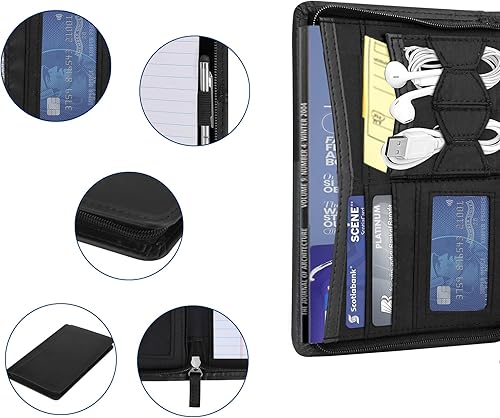 Miniatura 6 de Portafolio Junior Padfolio con bloc de escritura de 5 x 8, carpeta organizadora de negocios A5, estuche de combinación multifunción para Negro
