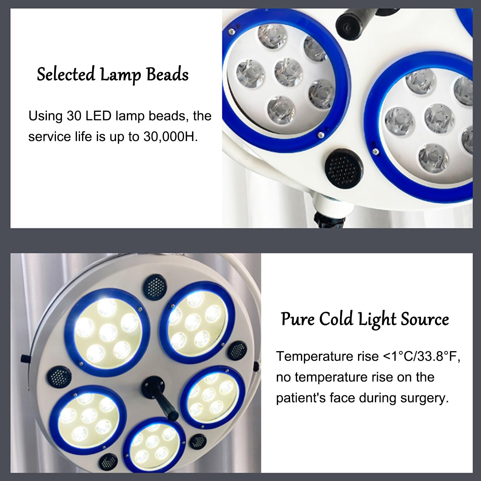 Lampa do Badań Chirurgicznych LED, Mobilna Lampa do Badań Ginekologicznych, Mobilna Lampa Dla Zwierząt, Lampa do Badań Chirurgicznych, z Trzydziestoma Lampami