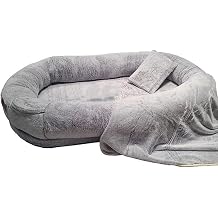 Human Dog Bed, Orthopaedic Dog Bed Outdoor Dog Bed, Pet Beds for Dogs, Human Dog Bed for People Adults Extra Large Human Sized Dog Bed Grey L