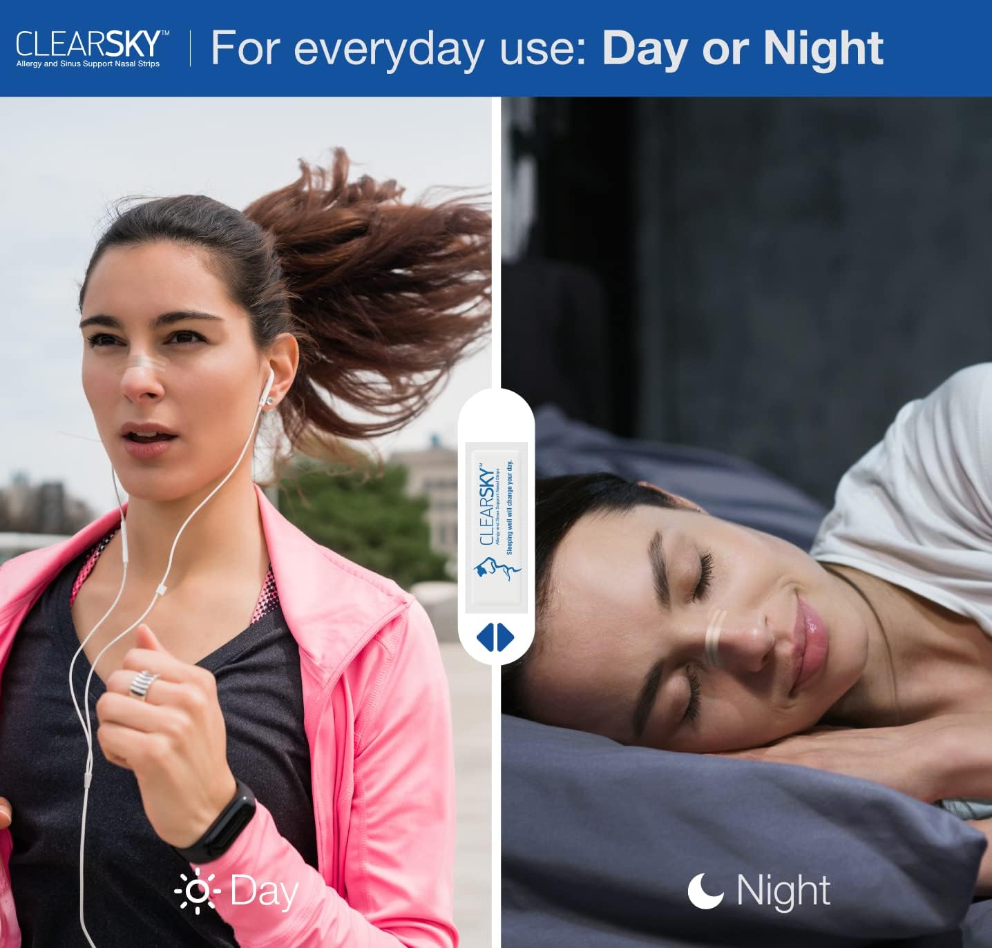 Clearsky Medium Size Nasal Strips Drug-Free Nose Strips for Breathing with Ease, Opens and Clears Nasal passages for Easier Breathing, Relieving Nasal Congestion and reducing Noisy snoring - 105 pcs : Health & Household