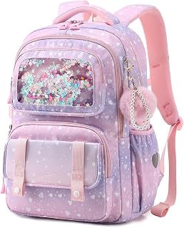 School Backpack, Kids Backpack for Girls with Anti-Theft Back Pocket, Lightweight Girls Backpack for Travel Camp