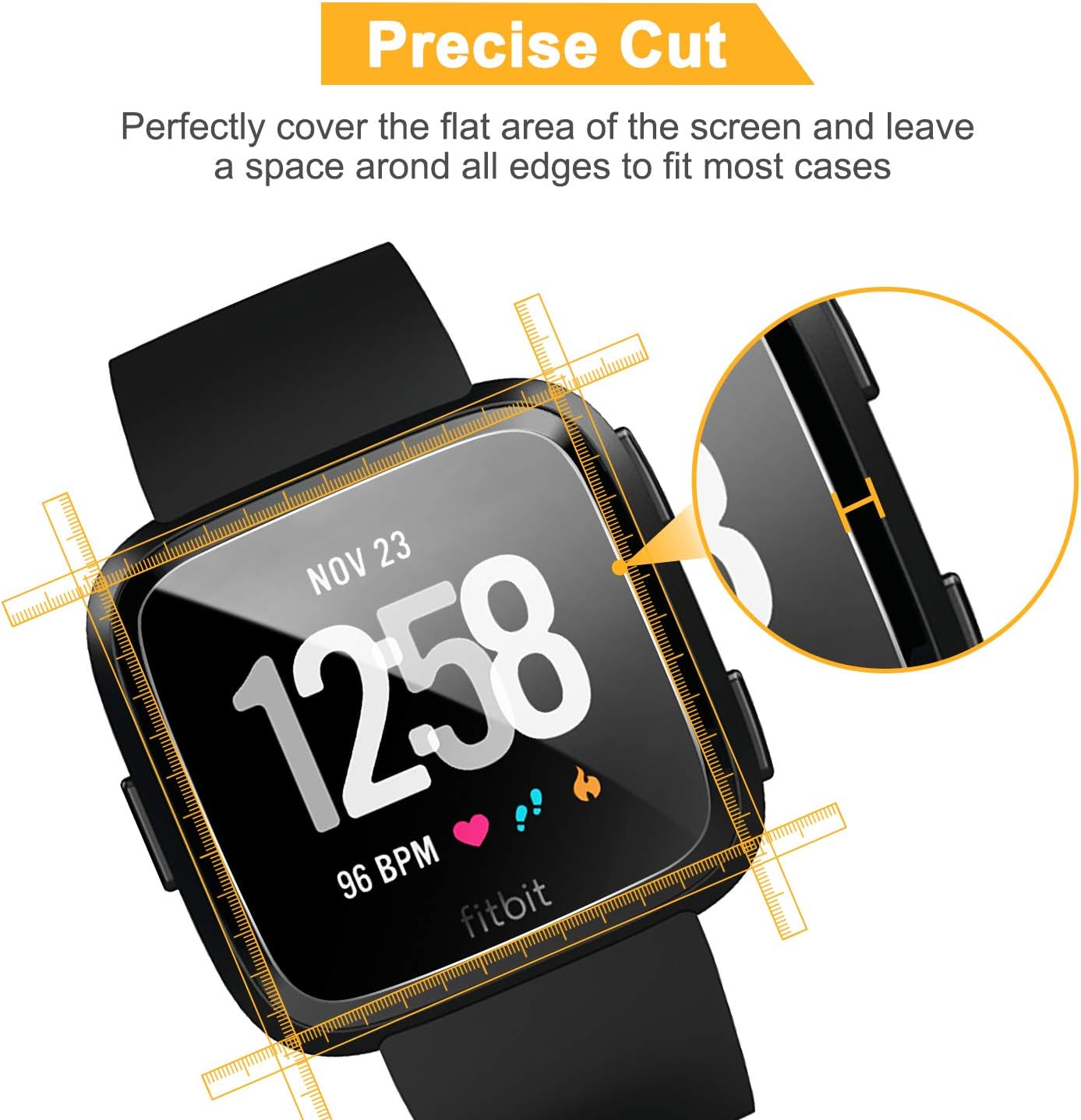 [6 Pack] SPARIN Screen Protector for Fitbit Versa/Versa Lite Edition Smartwatch - Upgraded Tempered Glass/Scratch Resistant/Bubble Free