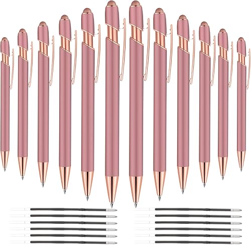 Miniatura 1 de 12 bolígrafos 2 en 1 con punta de lápiz capacitivo tinta negra de 0000in para pantallas táctiles oro rosa y dorado