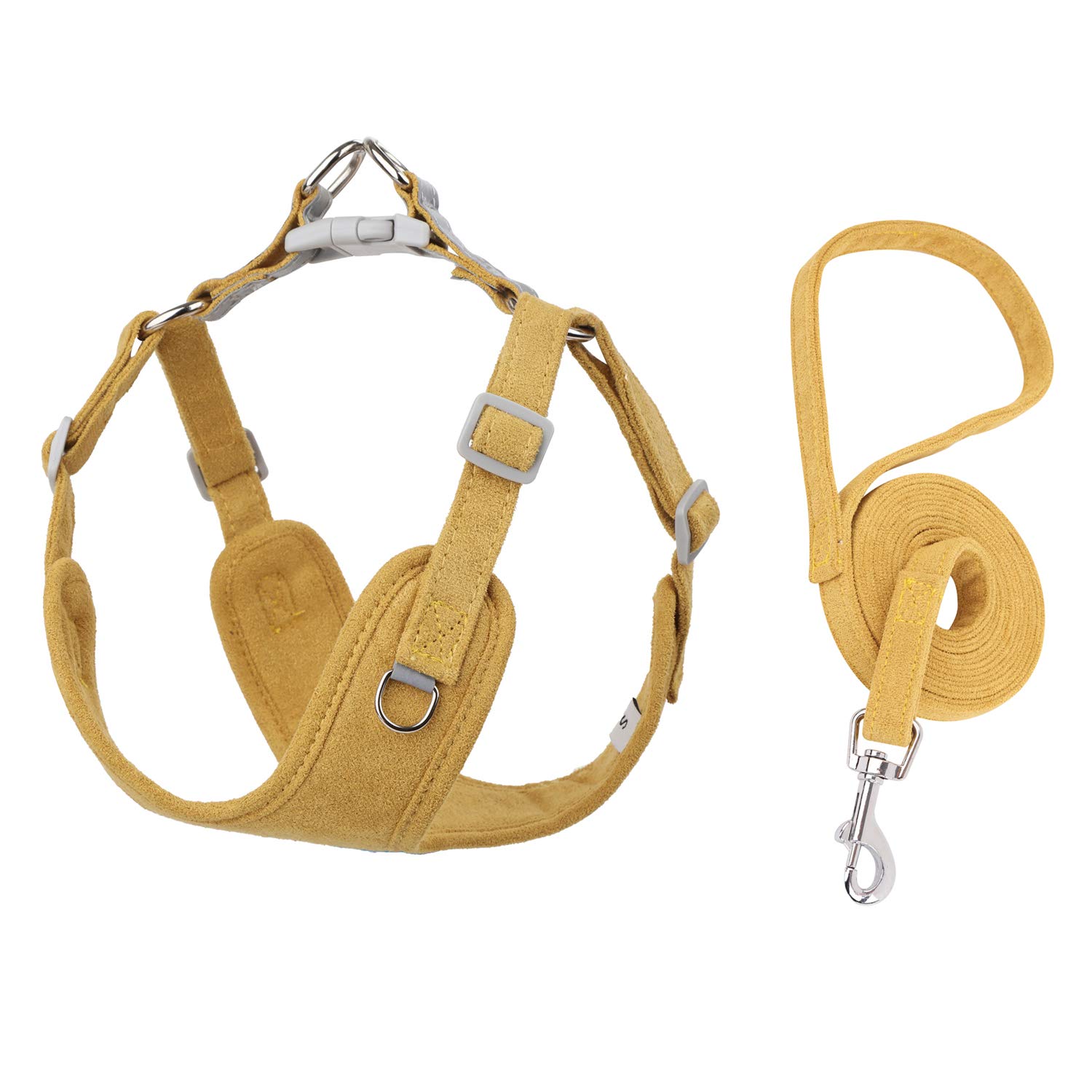 BONAWEN Puppy Harness Leash Set Lightweight Adjustable No Pulling Dog Vest Heavy Duty(Yellow,S)