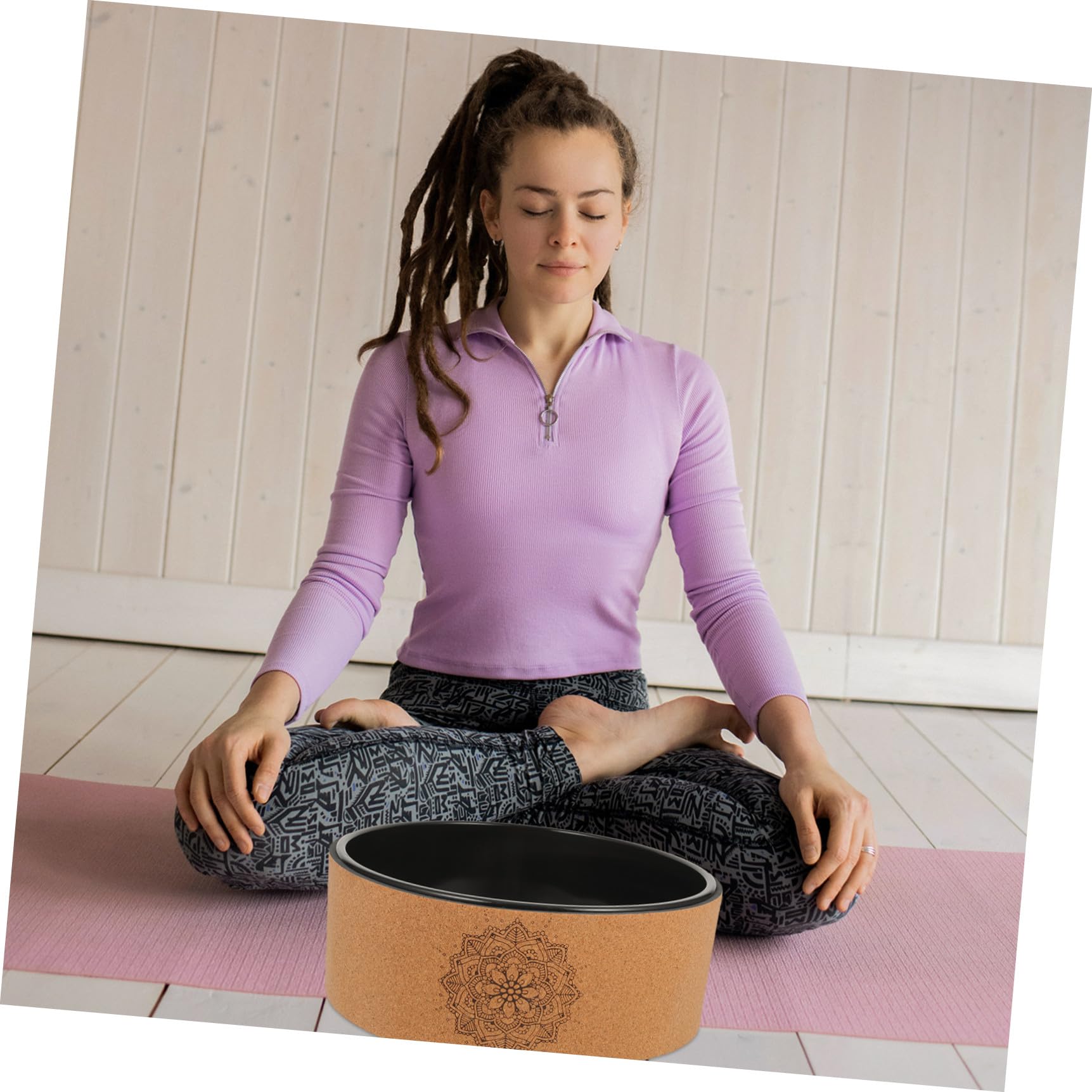 Yogarad aus Naturkork und Tpe für Pilates und Fitness, 1 Stück