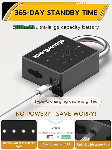 Miniatura 4 de Pothunder Candado Inteligente de Alta Resistencia, Candado de Puerta con Código de Llave y RFID, Candado Digital Biométrico Resistente a la