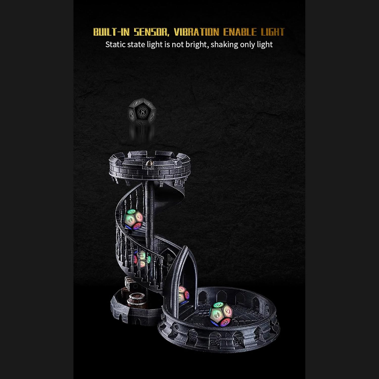 7Pcs Glowing Polyhedral Dices with Charging Box Rechargeable LED Colorful Light Electronic Dices for Role Playing Game