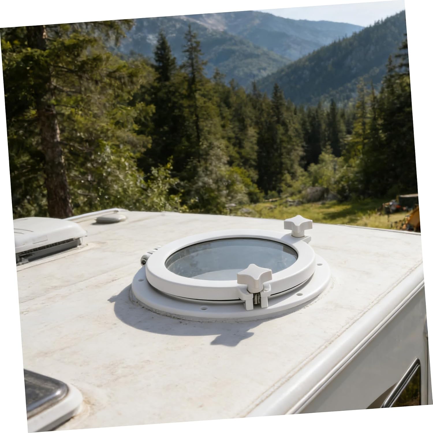 Outanaya Marine Window for Yacht and Rv Replacement, 10.4 Inch Circular Tempered Glass Boat Skylight with UV Blocking and High Light Transmission for Diverse Living Spaces